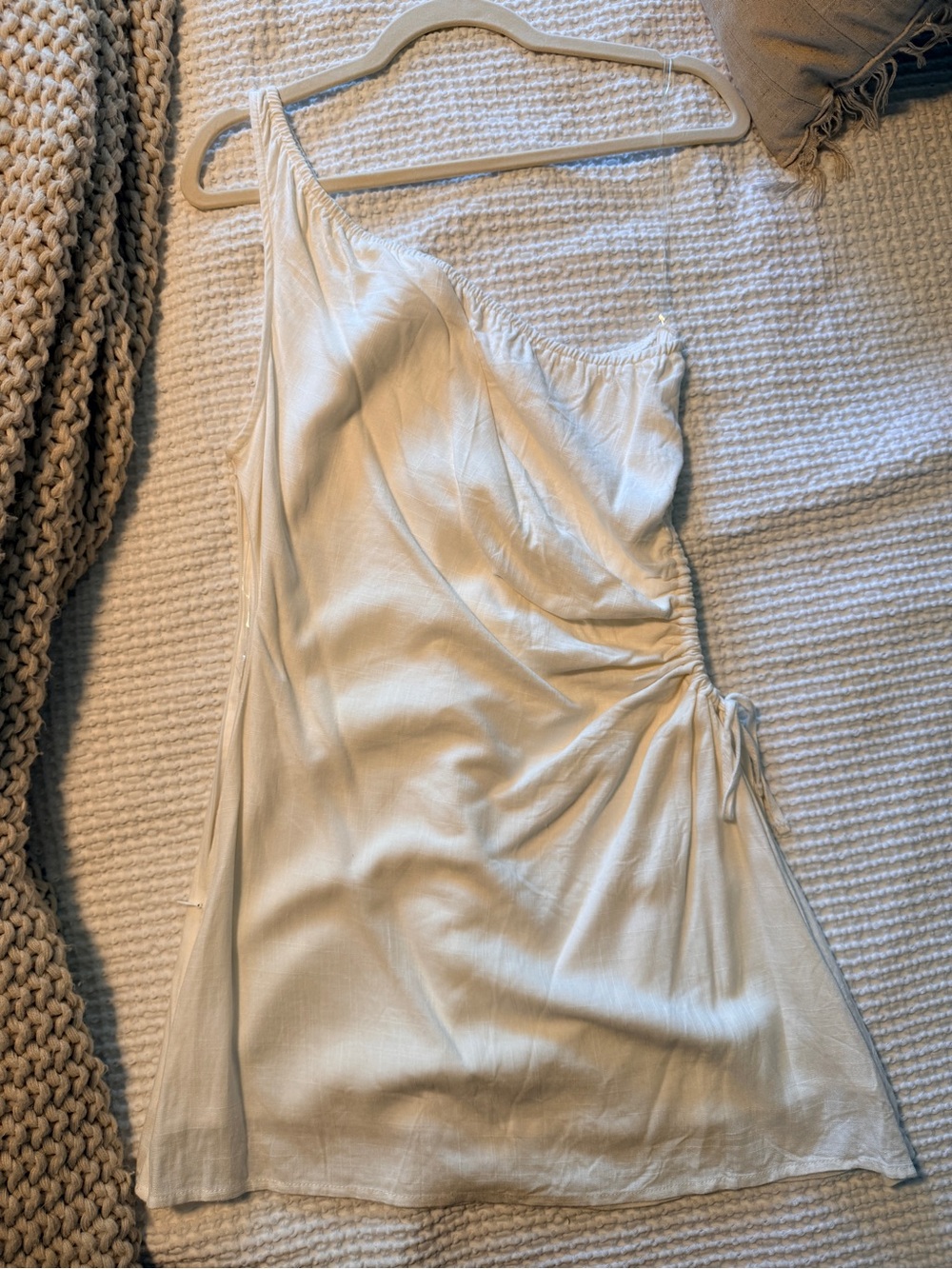 Princess Polly Ivory One-Shoulder Ruched Slip Dress
